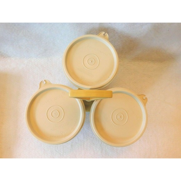 Vintage Tupperware Almond 757-3 Condiment Caddy Server W/ 3 Lids 733-1 - Picture 2 of 8